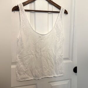 ZARA Women's White 100% Cotton Scoop Neck Tank Top Size M